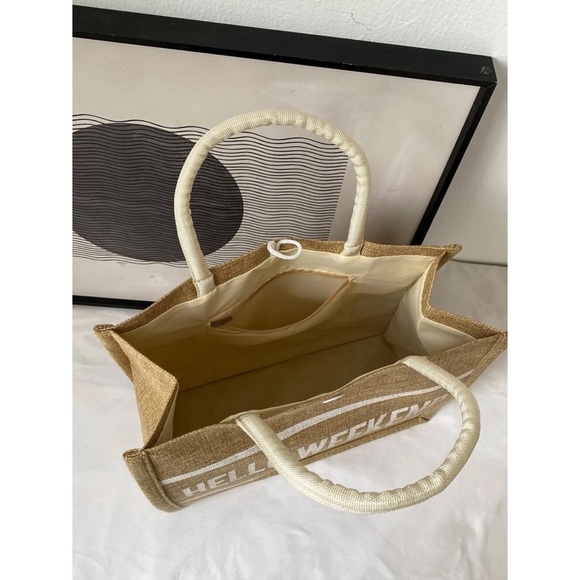 Hello Weekend Graphic Top Handle Tote Bag - Picture 4 of 8